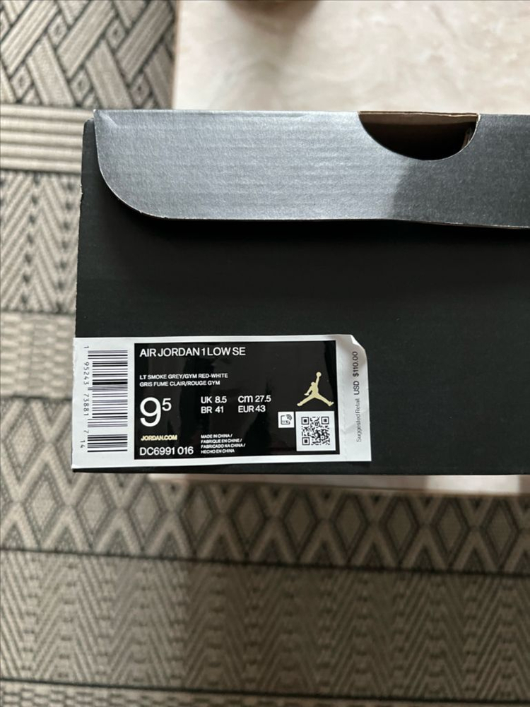 AIR JORDAN 1 LOW SE LT SMOKE GREY.GYM RED-WHITE 팝니다. 이미지