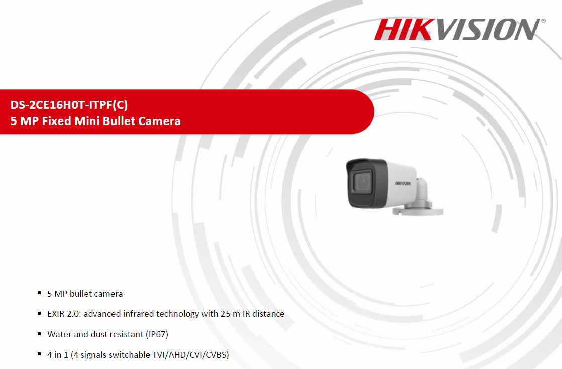 HIKVISION 5MP 실외 뷸렛 아날로그 CCTV 카메라 /무로고 새상품 이미지