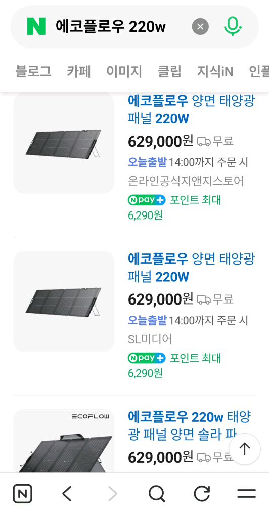 (새제품)에코플로우 220W 양면 경량 휴대용 태양광 패널 이미지