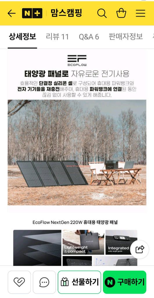 (새제품)에코플로우 220W 양면 경량 휴대용 태양광 패널 이미지