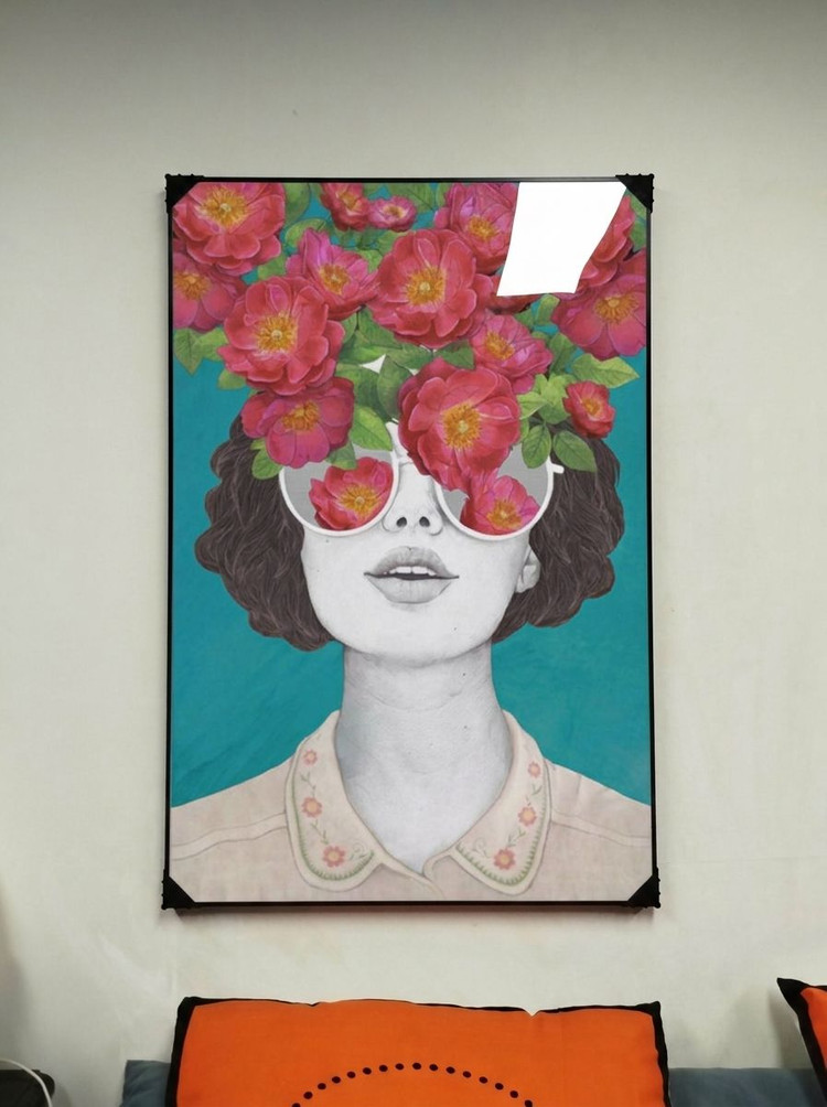 그림 액자 팝아트 인테리어소품 여자 꽃그림 인물액자 모던 거실 벽걸이 대형 장식용 감각적인 포인트 아트포스터 새상품 이미지