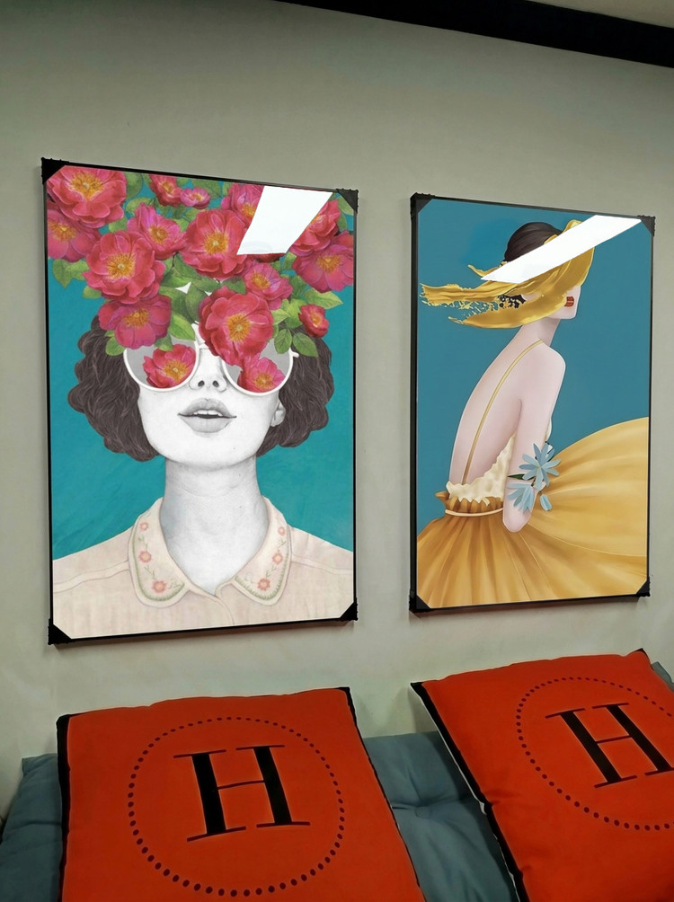 그림 액자 팝아트 인테리어소품 여자 꽃그림 인물액자 모던 거실 벽걸이 대형 장식용 감각적인 포인트 아트포스터 새상품 이미지