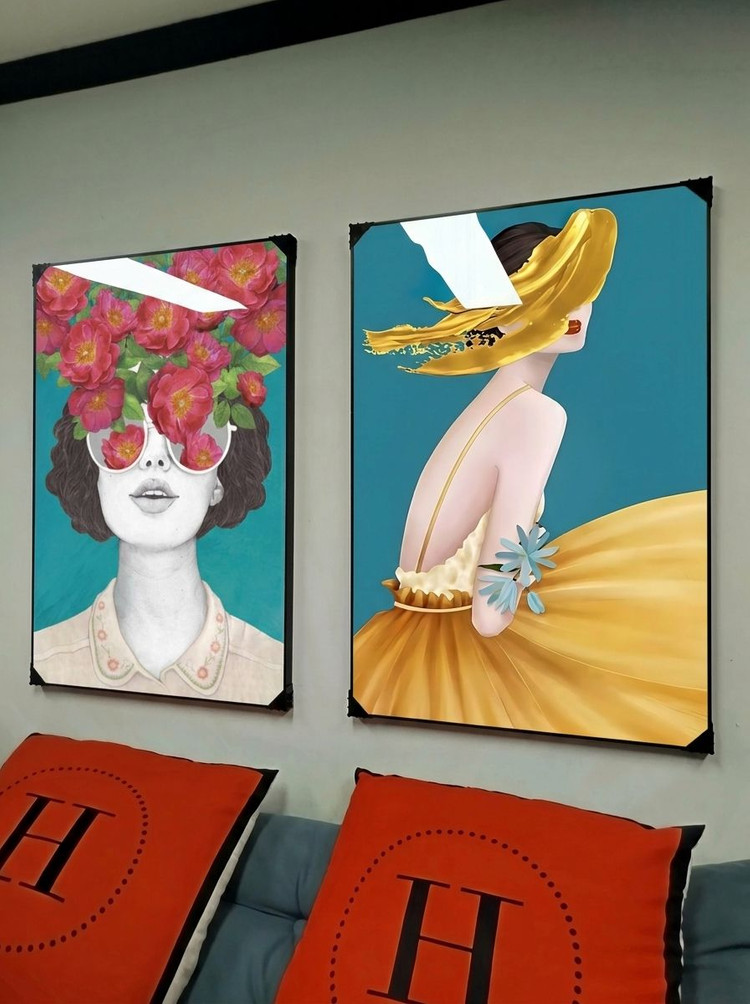 그림 액자 팝아트 인테리어소품 여자 꽃그림 인물액자 모던 거실 벽걸이 대형 장식용 감각적인 포인트 아트포스터 새상품 이미지