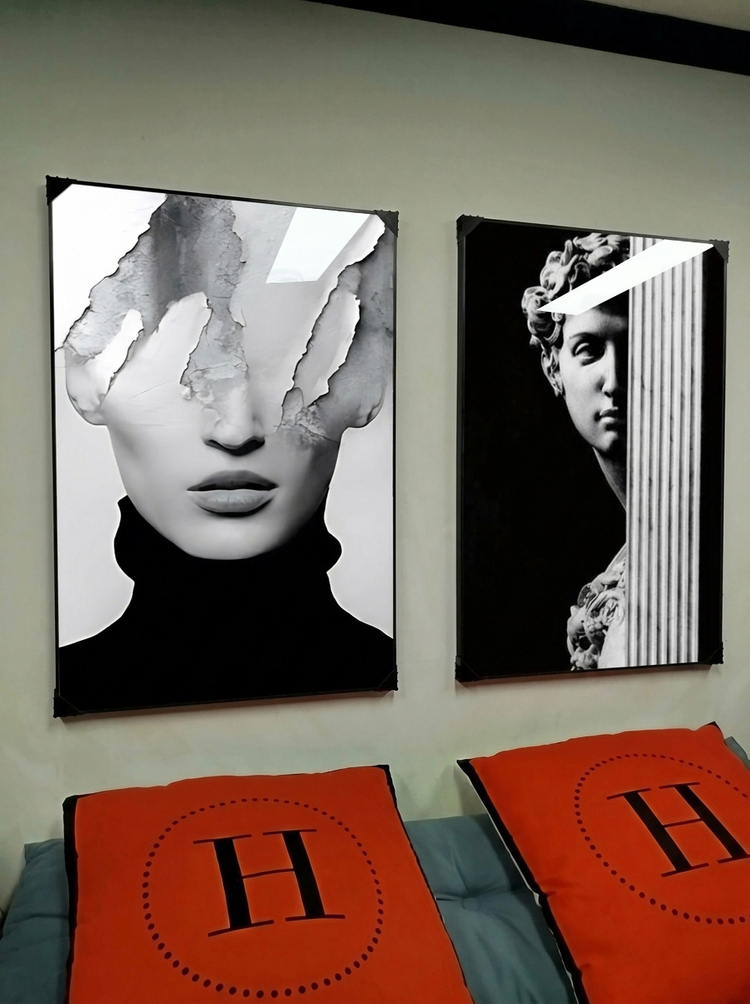 그림 액자 팝아트 인테리어소품 미켈란젤로 다비드상 조각상그림 다비드상액자 흑백 모던 거실 벽걸이 대형 장식용 선물용 이미지
