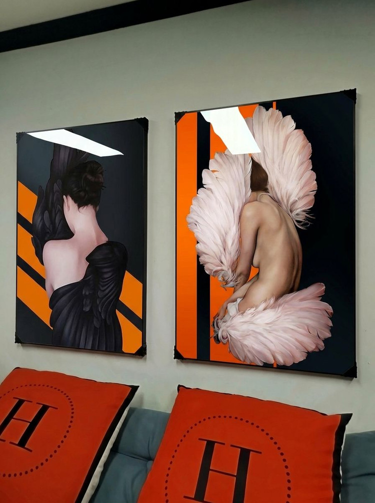 그림 액자 팝아트 인테리어소품 여신 날개그림 천사액자 모던 아트포스터 거실 인테리어 포인트 인테리어용 대형벽걸이장식 이미지