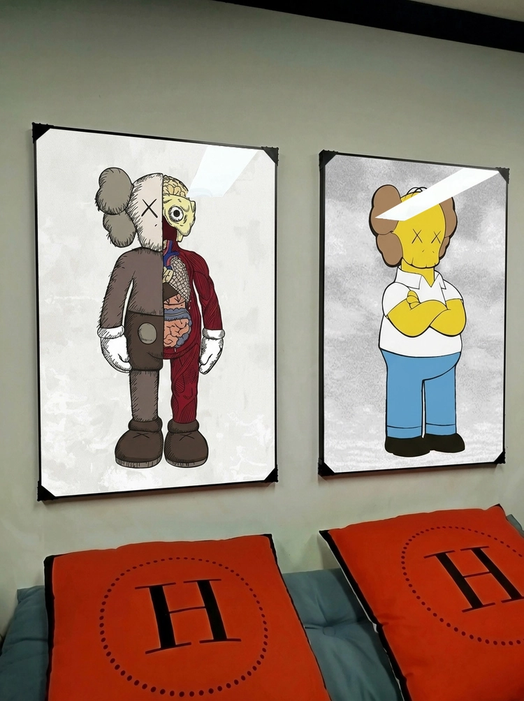 그림 액자 팝아트 인테리어소품 카우스 심슨가족 캐릭터그림 캐릭터액자 대형 거실 벽걸이 포인트 인테리어 아트포스터 액 이미지