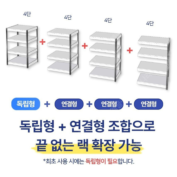 뉴파워랙 철제선반 무볼트 조립식앵글 창고 베란다선반 4단 이미지