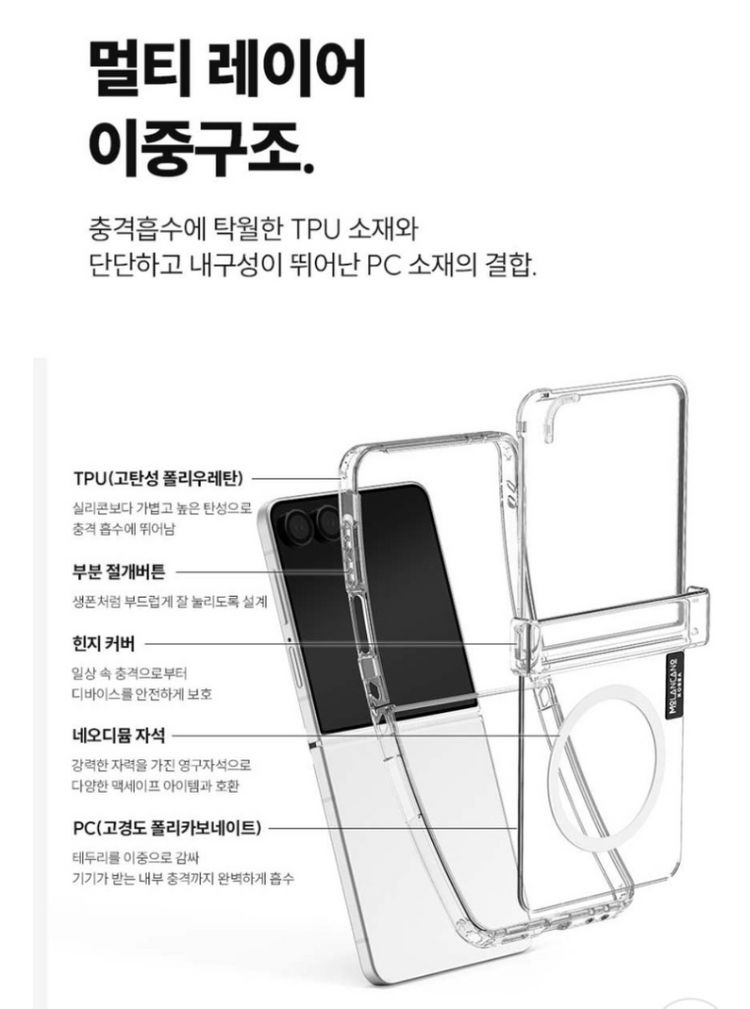 모란카노 갤럭시Z플립7 투명 방탄범퍼 맥세이프 케이스 새제품 이미지
