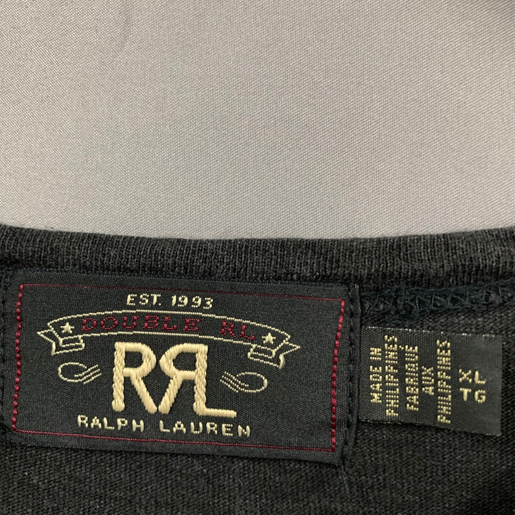 XL 폴로 RRL 인디고 코튼 크루넥 워싱 포켓 디테일 반팔티 이미지