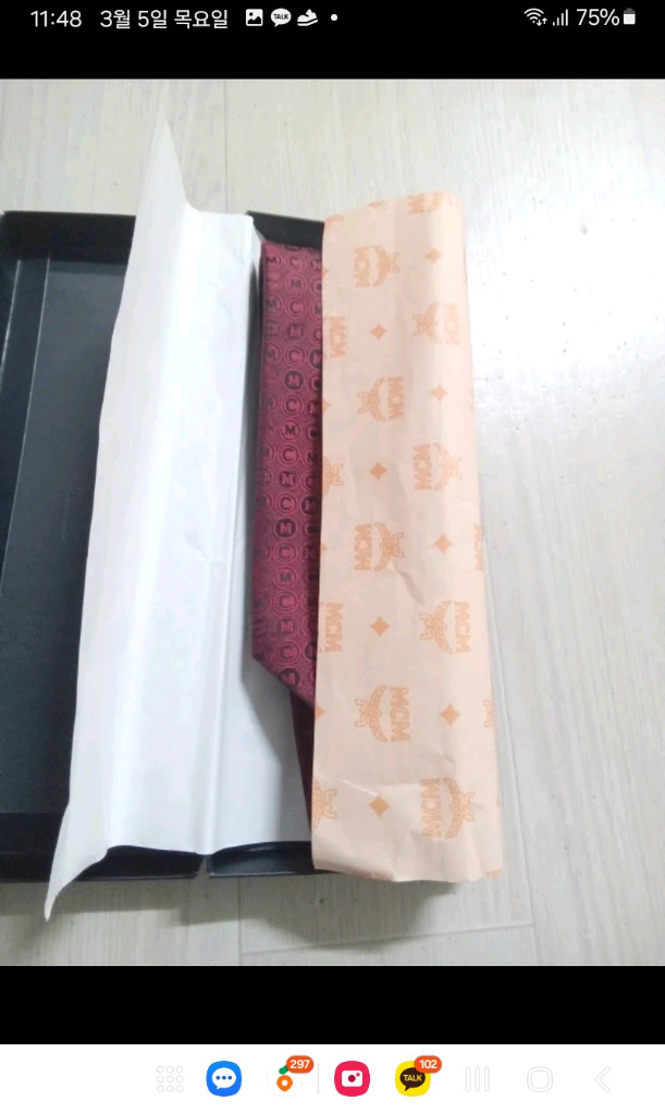 새제품, mcm 자가드 실크 넥타이 이미지