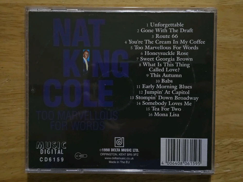 CD 음반 Nat King Cole 냇 킹 콜 - Too Marvellous For Words 이미지