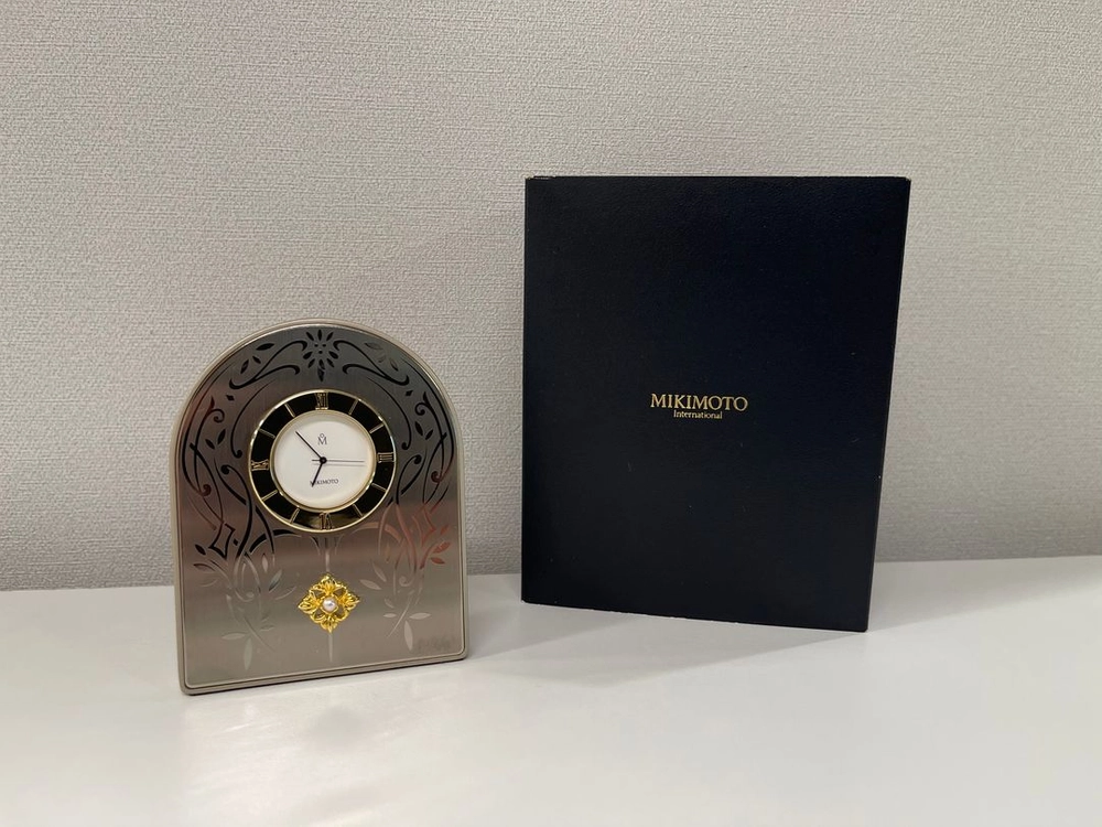 미키모토 펄 진주 아치형 쿼츠 탁상시계 C MIKIMOTO 이미지