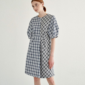 션메익스클로스(SEAN MAKES CLOTH) 볼륨소매 체크원피스 55-66 새상품 이미지