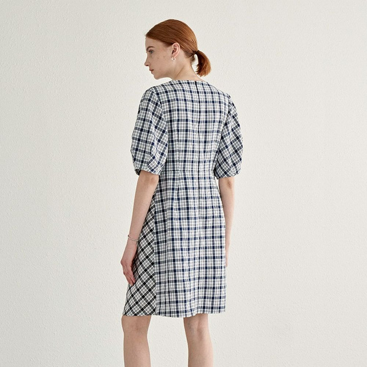 션메익스클로스(SEAN MAKES CLOTH) 볼륨소매 체크원피스 55-66 새상품 이미지