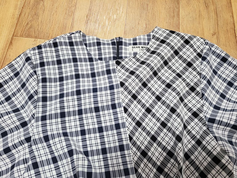 션메익스클로스(SEAN MAKES CLOTH) 볼륨소매 체크원피스 55-66 새상품 이미지