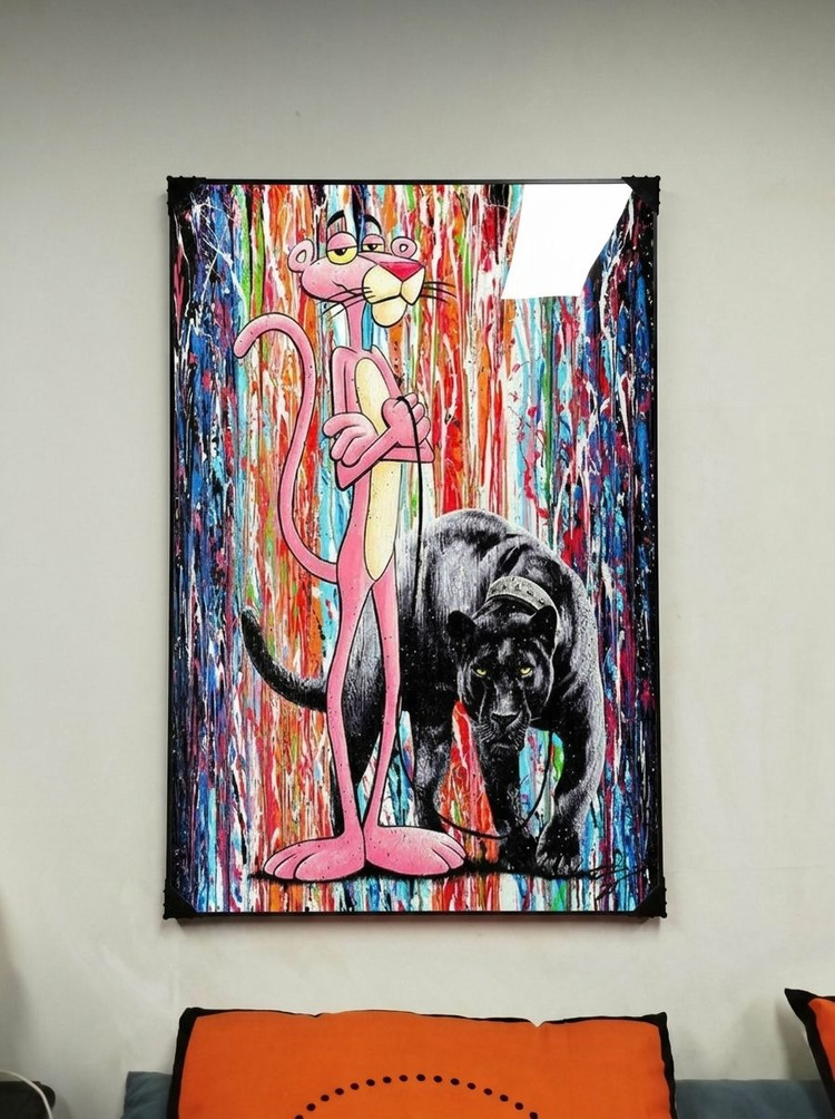 그림 액자 팝아트 인테리어소품 핑크팬더그림 흑표범액자 대형 거실벽장식 선물용 모던아트 스타일 디자인 포인트 아트포스 이미지