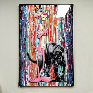 그림 액자 팝아트 인테리어소품 핑크팬더그림 흑표범액자 대형 거실벽장식 선물용 모던아트 스타일 디자인 포인트 아트포스 이미지