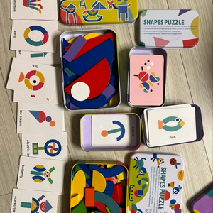 가베 퍼즐 창의 교구 도형 교구 창의력 Shapes Puzzle 3종세트 / 사고력 우드 도형 만들기 칠교 이미지