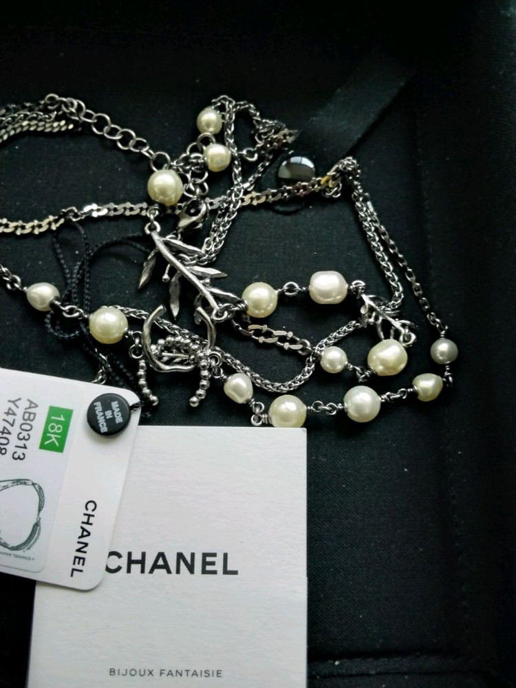 Chanel Pearl Necklace 진품 18금 Grey Metal 목걸이진주 18k Gold 샤넬cc 이미지