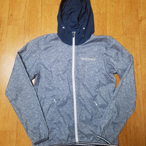 (정품상태최상)디스커버리 방수 익스페디션 바람막이 경량 후드 자켓, 넉넉한 95, 연회색&네이비색 이미지