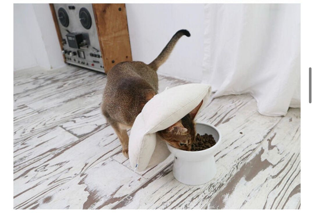 고양이 둥구름 넥카라S 2개(아이보리, 차콜) 이미지