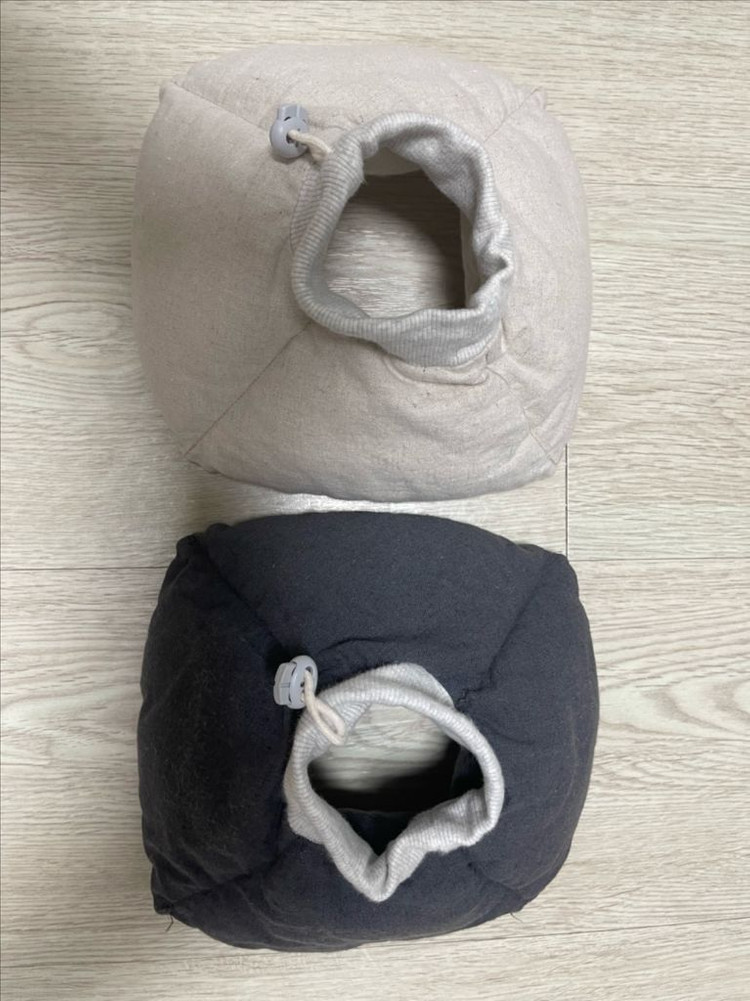 고양이 둥구름 넥카라S 2개(아이보리, 차콜) 이미지
