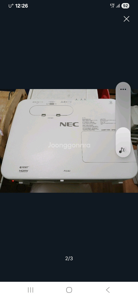 1미터100인치NEC NP-p554u 빔프로젝터 이미지