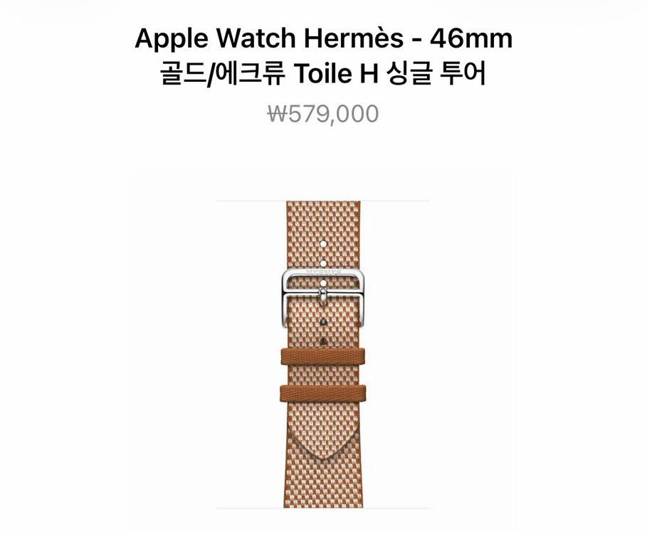 애플워치 에르메스 46mm 골드/에크류 Toile H 싱글 투어 미개봉 이미지