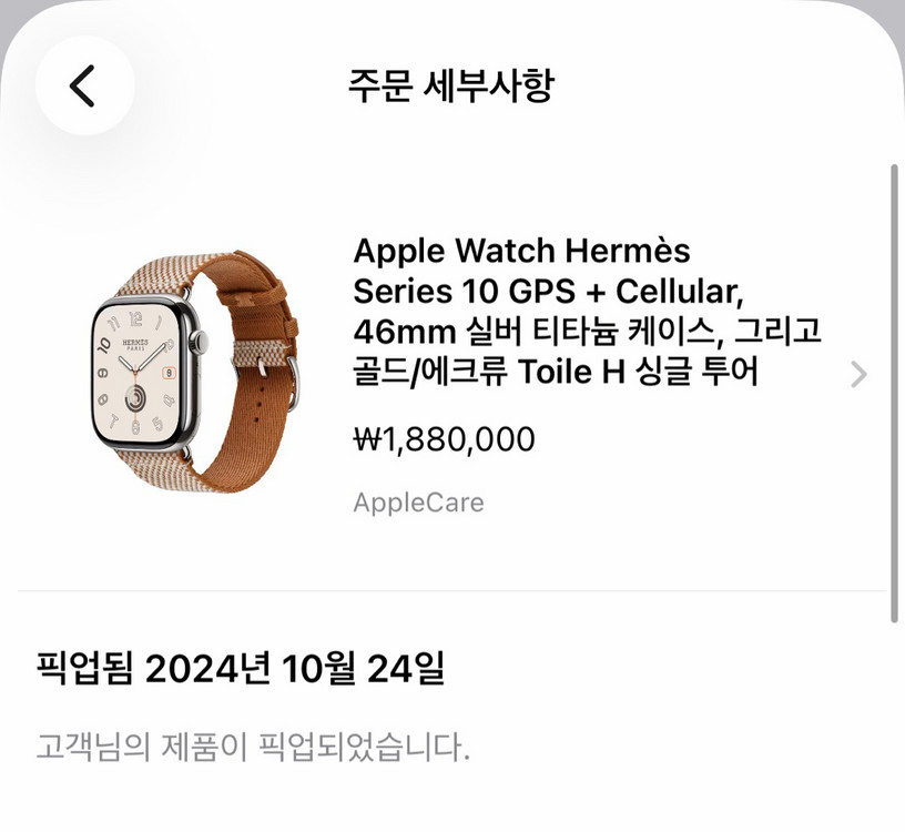 애플워치 에르메스 46mm 골드/에크류 Toile H 싱글 투어 미개봉 이미지