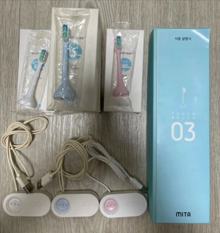 미타 음파 전동칫솔 3개(리필모 12개 포함) 이미지