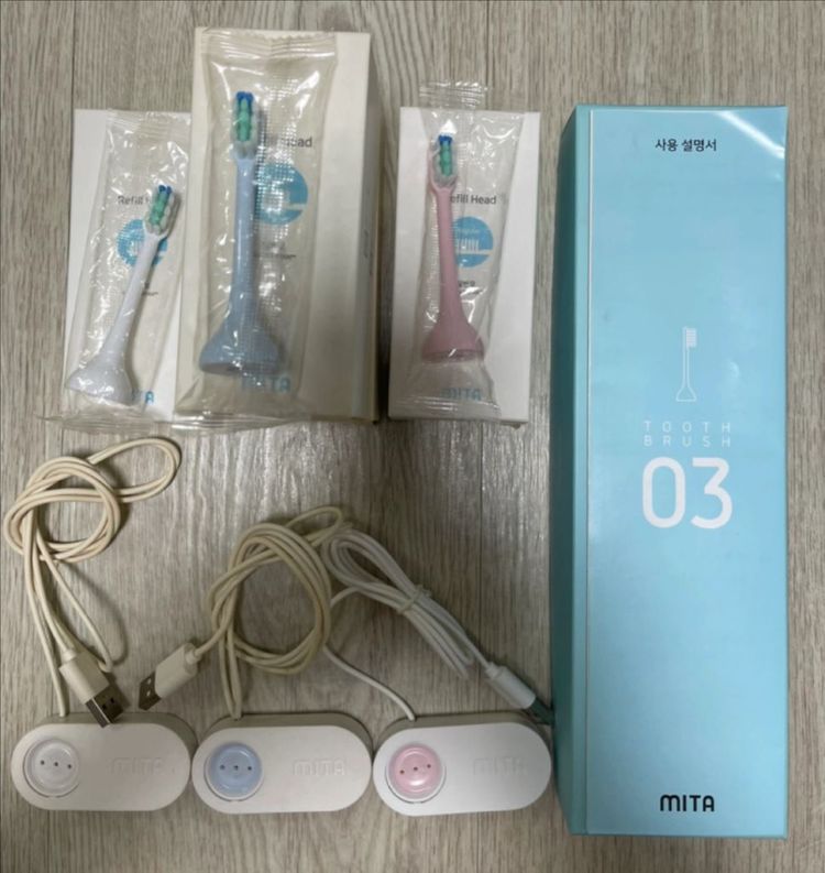 미타 음파 전동칫솔 3개(리필모 12개 포함) 이미지
