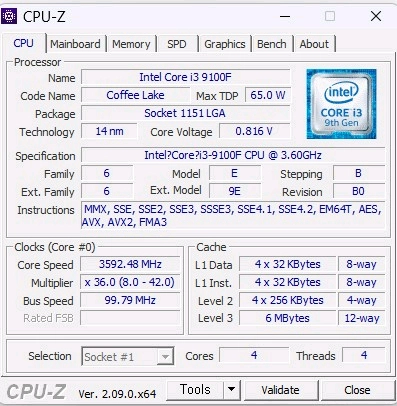 인텔 i3-9100F CPU 판매합니다 이미지