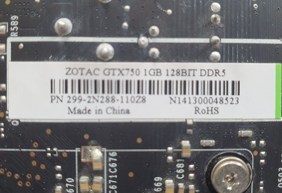 [고장 부품용] Zotac GTX-750 GDDR5 1GB 팝니다 이미지