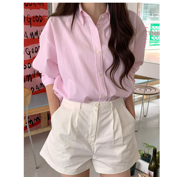 아이링마켓 스트라이프 셔츠 연핑크 새상품 이미지