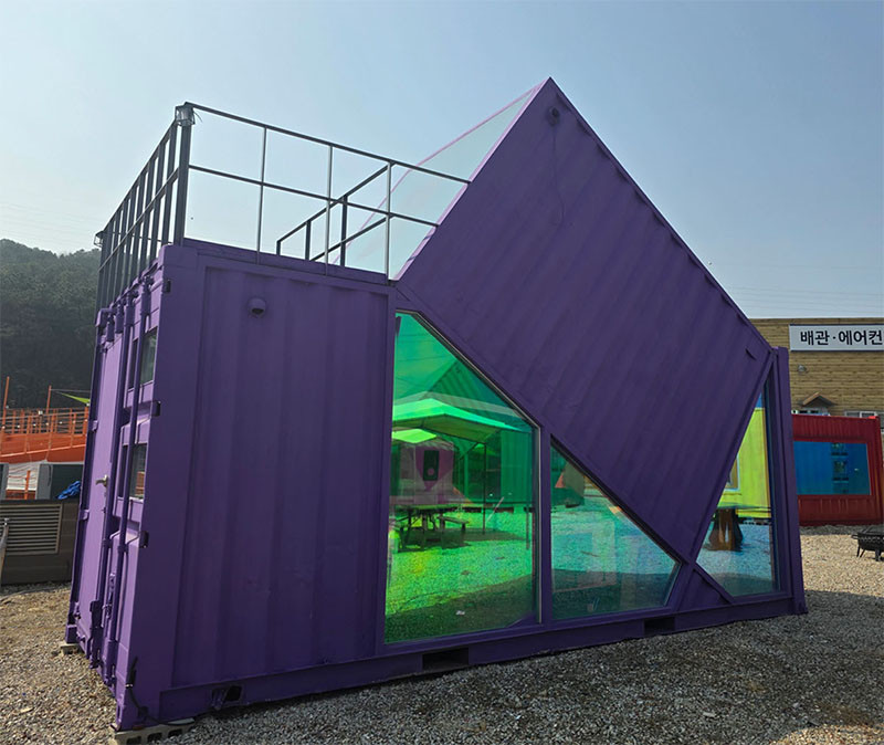 3X6 높이 4.5m A급 보라색 컨테이너 세컨하우스 캠핑 개조 이미지