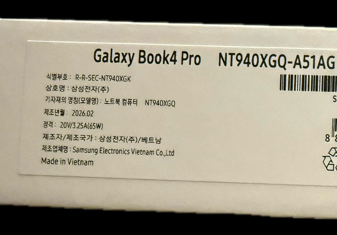 [미개봉][전원미사용]삼성 갤럭시북4 프로 14인치 Galaxy Book4 Pro NT940XGQ-A51AG 이미지