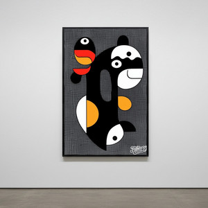 그림 액자 팝아트 인테리어소품 웃는 고래의 별 고래그림 고래액자 모던 북유럽인테리어 대형그림액자 거실인테리어 이미지