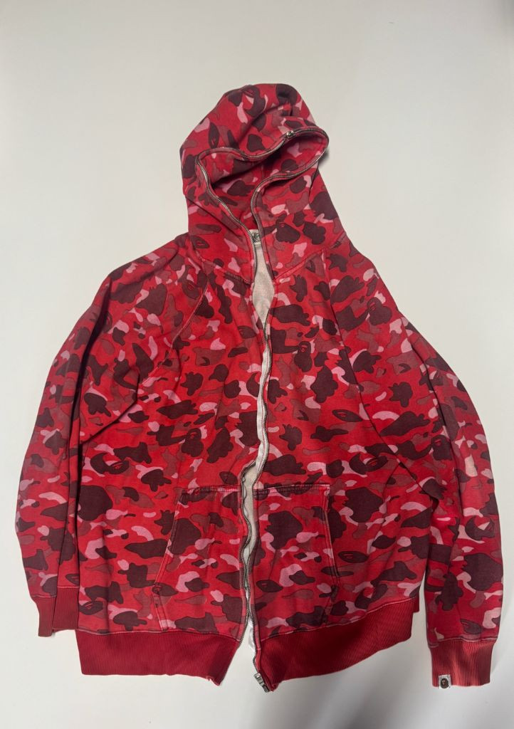 희귀!! 베이프 Bape 올드스쿨 레드 카모 후드집업 XL 지퍼고장 이미지