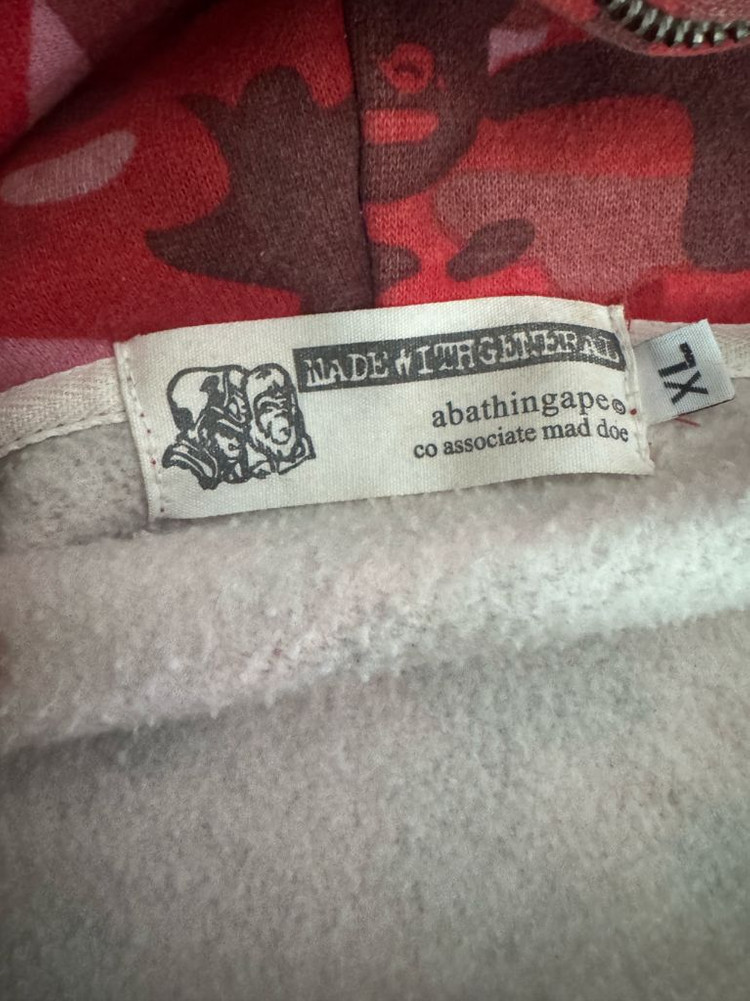 희귀!! 베이프 Bape 올드스쿨 레드 카모 후드집업 XL 지퍼고장 이미지