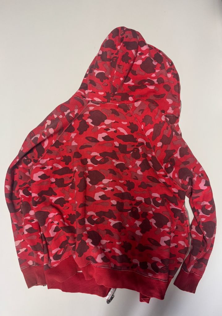 희귀!! 베이프 Bape 올드스쿨 레드 카모 후드집업 XL 지퍼고장 이미지