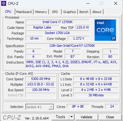 CPU 인텔 코어 i7 13700K 이미지