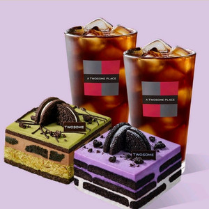 투썸플레이스 케이크 커피 세트 25400 금액권 (우베 아박 + 떠먹는 두아박 + 아메리카노 R 2잔 세트) 이미지