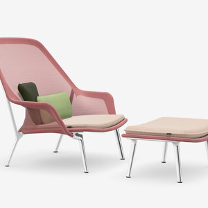 비트라 Slow Chair With Ottoman (Red/Cream & Polished) 이미지