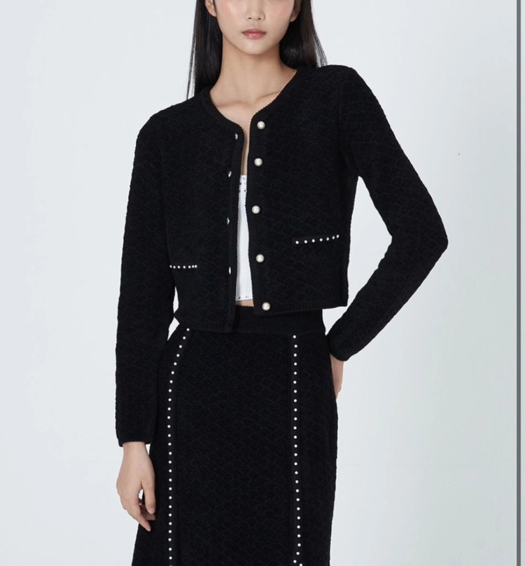 산드로 펄비즈 라운드넥 가디건 블랙 이미지