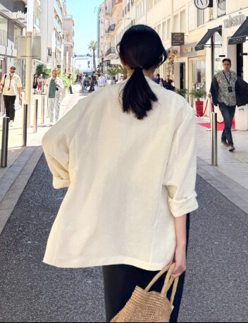 새상품 레티첼라 시어 비스코스 린넨 자켓 s 크림 이미지