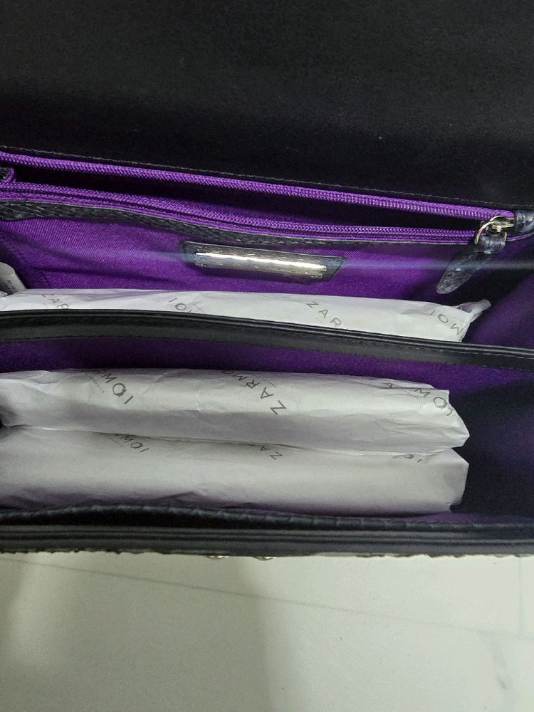 잘모이 네이비 가죽 토트백 이미지