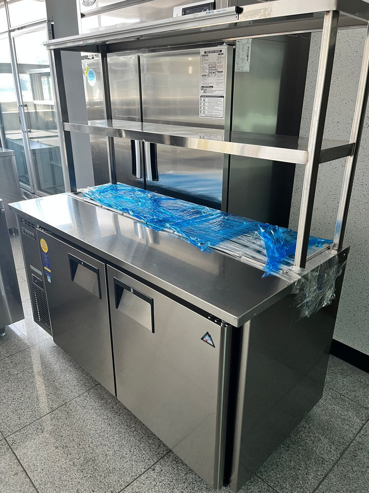부성 에베레스트 간냉식 토핑 김밥 반찬 냉장고 1500 업소용 중고 작업대 테이블 이미지