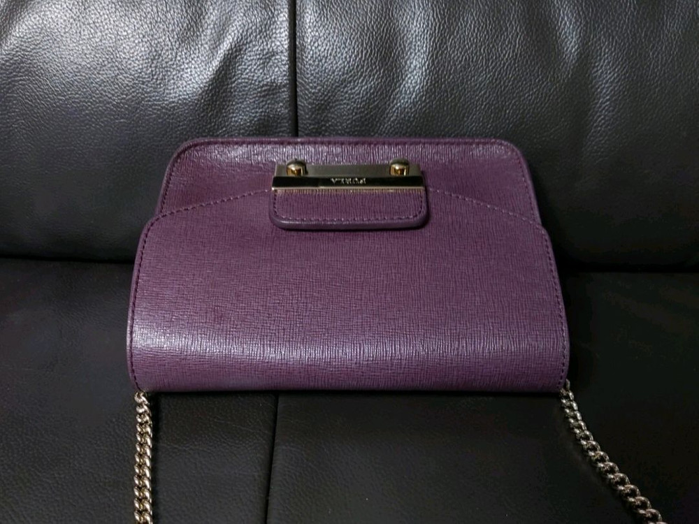 FURLA Julia 체인 퍼플 사피아노 레더 미니 크로스바디 백/숄더백 이미지