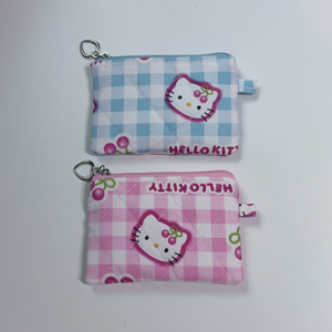 산리오 헬로키티 체리 체크 동전지갑 미니 파우치 이미지