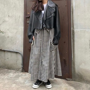 올라이츠 깅엄체크 롱스커트 이미지